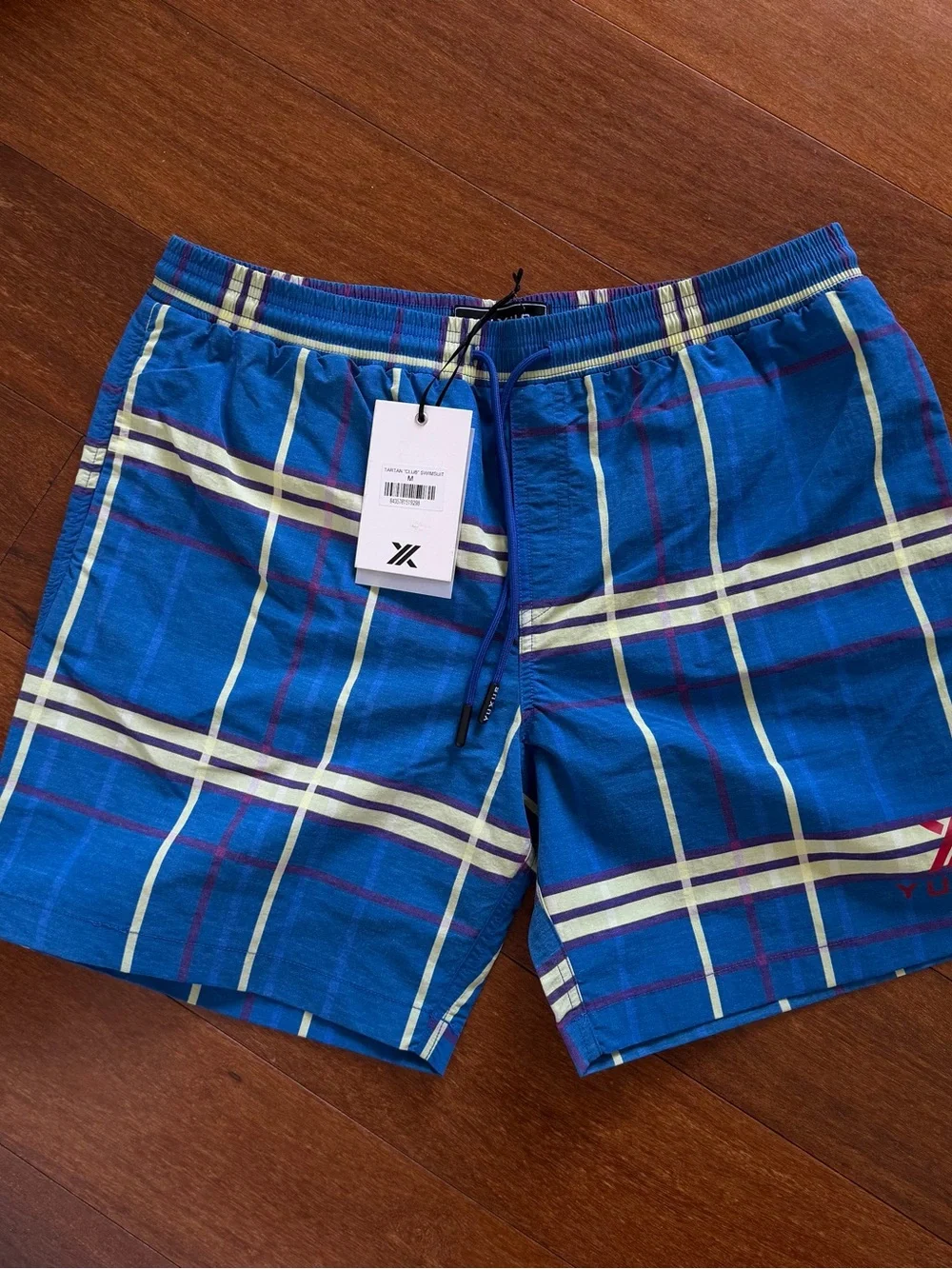 Yuxus Blue Plaid Drawstring Shorts TARTAN 